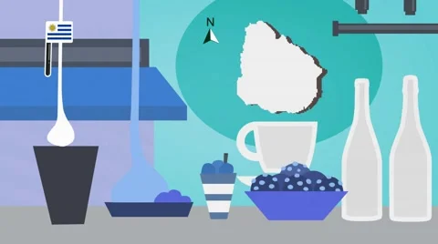 Uruguay - Vector Menu - Restaurant - Food and Drinks - blue Stock Footage 67549503