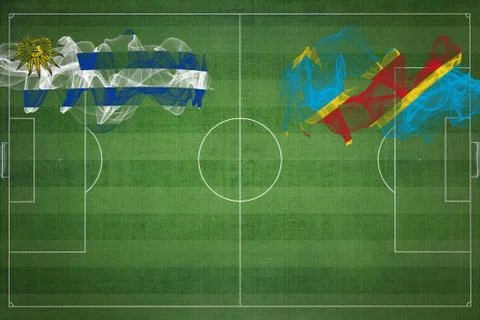 Uruguay vs DR Congo Soccer Match, national colors, national flags, soccer fie Illustrazione stock