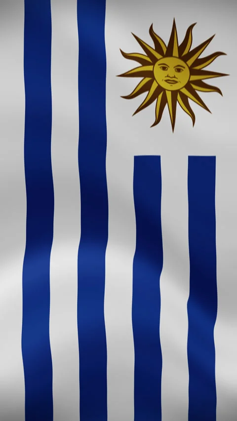 Uruguay Waving Flag in Vertical Orientation – Realistic Loop Animation Stock Footage 294949898