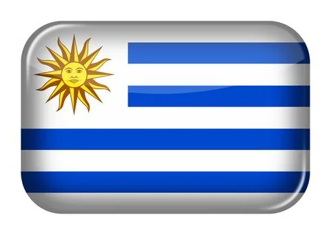 Uruguay web icon rectangle button 스톡 일러스트