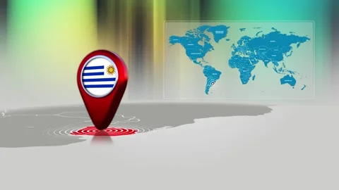 Uruguay World Map Pin Location Background Loop 4k Stock Footage 341771754