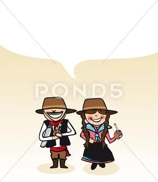 Uruguayan cartoon couple social bubble Stock Illustration