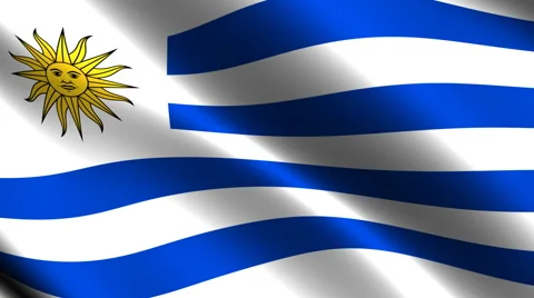 Uruguayan flag waving in the wind. Looping animation Stock Footage 39962558