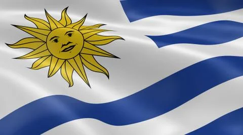 Uruguayan flag in the wind 스톡 사진