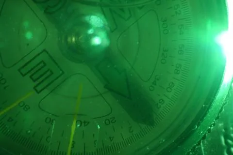 Urviving compass in water interior Stock Photos