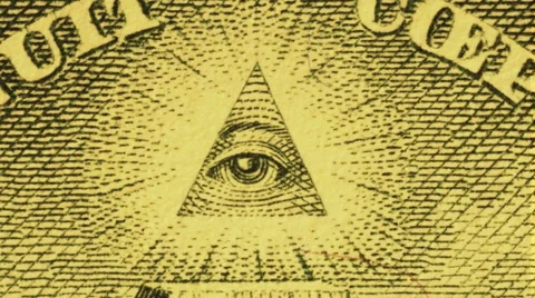 US $1 pyramid (blinking eye) currency artwork macro video V11880d Stock Footage 53368576