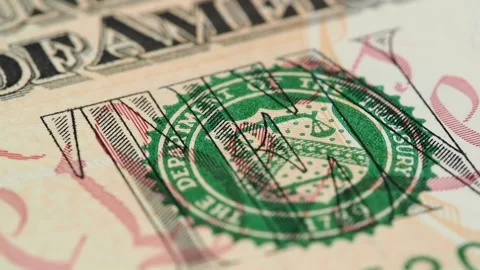 US 10 dollar bill macro slow rotating. Low angle Stock Footage 102218687
