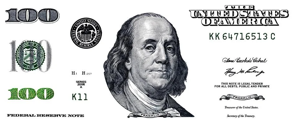 U.S. 100 dollar banknote. Elements for design purpose Stock Photos
