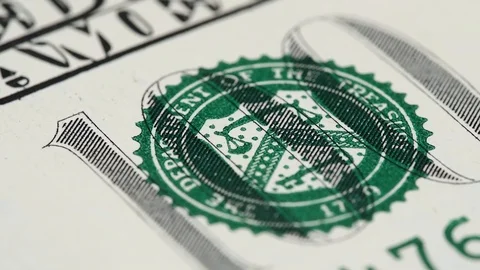 US 100 dollar bill macro slow rotating. Low angle Stock Footage 102060952