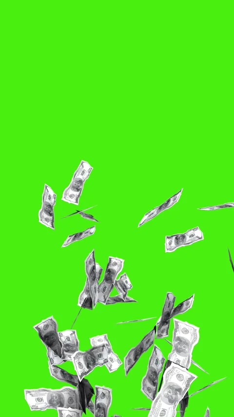 US 100 dollar bills fly across a chroma key background Stock Footage 324795888
