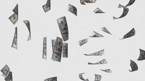 US 100 Dollar Currency Falling with Alpha Stock Footage 305128135