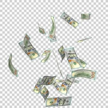 US 100 Dollar Notes Few Falling Money 05 Stock Illustration