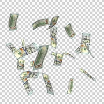US 100 Dollar Notes Few Falling Money 06 Stock Illustration