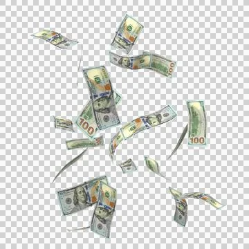 US 100 Dollar Notes Few Falling Money 13 Stock Illustration