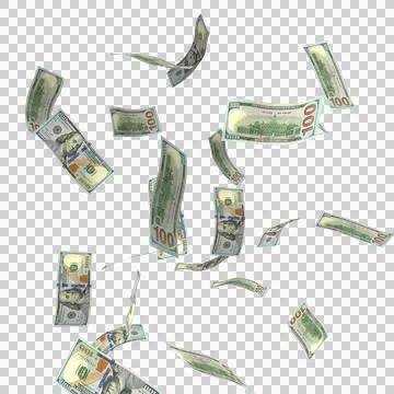 US 100 Dollar Notes Few Falling Money 17 Stock Illustration
