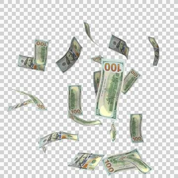 US 100 Dollar Notes Few Falling Money 21 Stock Illustration