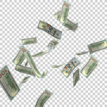 US 100 Dollar Notes Few Falling Money 24 Stock Illustration