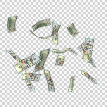 US 100 Dollar Notes Few Falling Money 25 Stock Illustration