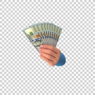 US 100 Dollar Notes Holding L Hand Money 01 Illustrazione stock