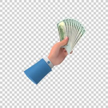 US 100 Dollar Notes Holding L Hand Money 03 Stock Illustration