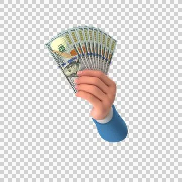 US 100 Dollar Notes Holding L Hand Money 05 Stock Illustration