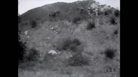 US - 1912 - in this silent western, one by one, pioneers and Native Americans Stock Footage 296409262