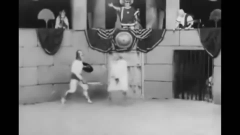 US - 1917 - in this silent comedy, at the Roman arena, a gladiator is about to Stock Footage 261574696