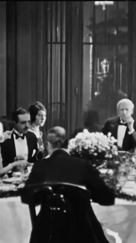 US - 1925 - in this silent drama, a gorilla breaks into a party. Women faint, Stock Footage 340194914