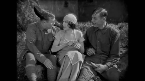 US - 1925 - in this silent romance, two soldiers fail to impress a French woman. Stock Footage 323261700