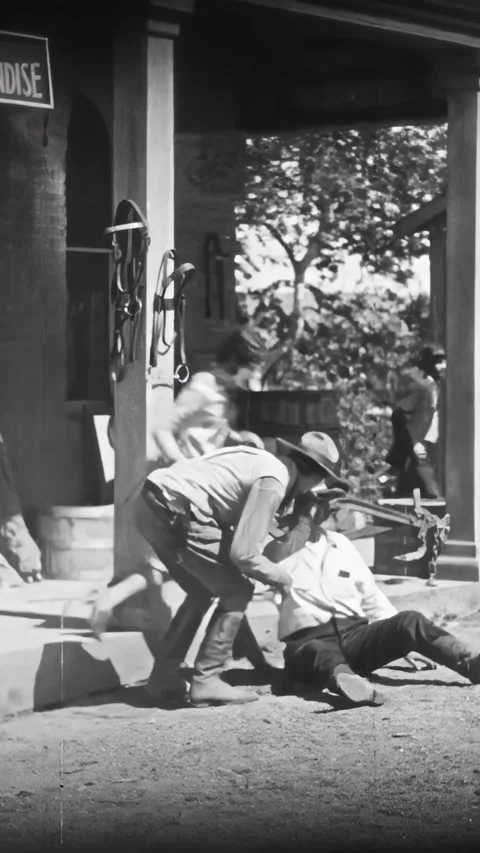 US - 1925 - in this silent western, a man recognizes a man's domestic animal as Stock Footage 340295446