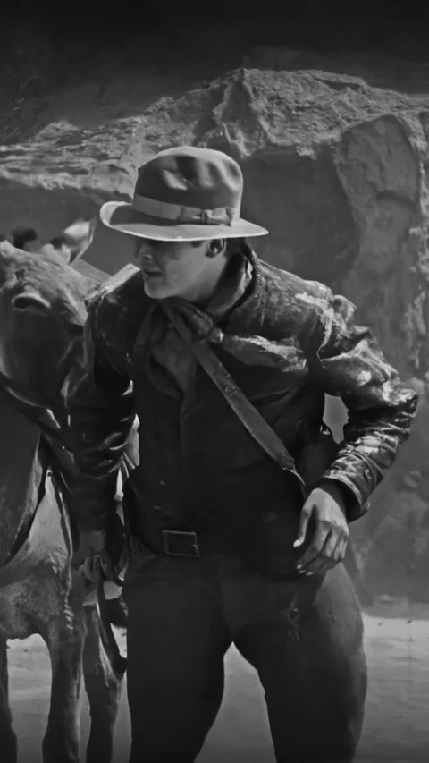 US - 1925 - in this silent western, a wolf cuddles with his mate. The scene Stock Footage 340295518