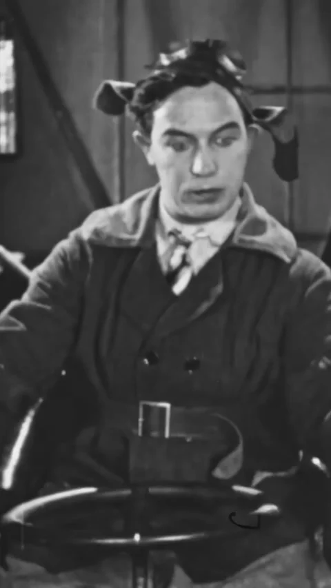 US - 1928 - in this silent comedy, due to the copilot's playfulness, the plane Stock Footage 339781007