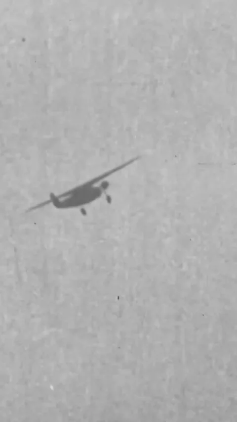 US - 1928 - in this silent comedy, a pilot maneuvers his plane while his copilot Stock Footage 339781306