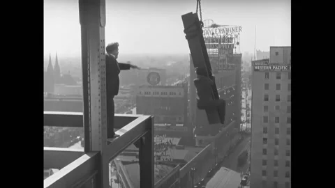 US - 1929 - in this silent comedy, two men struggle to keep their balance on a Stock Footage 308177915