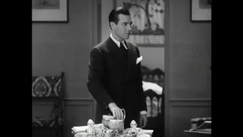 US - 1930 - in this romance, a couple that just got married has breakfast Stock Footage 325213433