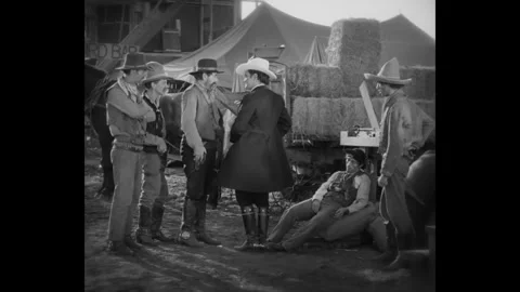 US - 1931 - in this western, a newspaper editor rescues a man who was bullied by Stock Footage 337942292