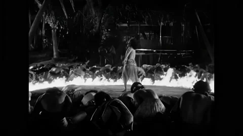US - 1932 - in this drama, a native princess dances in a circle of fire. Her Stock Footage 327681000