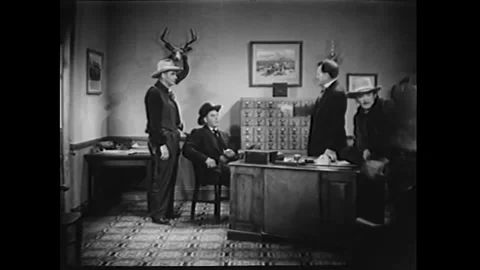 US - 1942 - in this western, in an argument between a corrupt banker, lawyer, Stock Footage 340591150