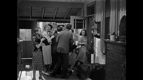 US - 1945 - in this drama, drunk guests leave after a wedding party. A woman, Stock Footage 341332467