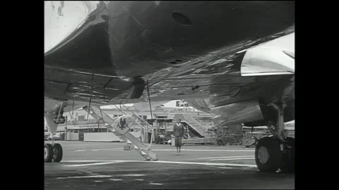 US - 1951 - in this comedy, a flight attendant gets on a plane and starts with Stock Footage 341322846