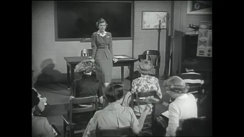 US - 1951 - in this comedy, flight attendants complete their training after an Stock Footage 341322789