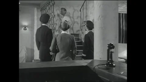 US - 1951 - in this romance, a flying crew arrives at a closed-down hotel and Stock Footage 341323500