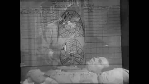 US - 1955 - in this drama, bacilli are extracted from a tuberculosis patient and Stock Footage 316635981