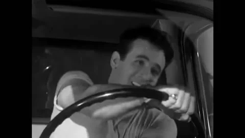 US - 1958 - in this comedy, a truck driver runs a woman off the road, mad at her Stock Footage 323259002