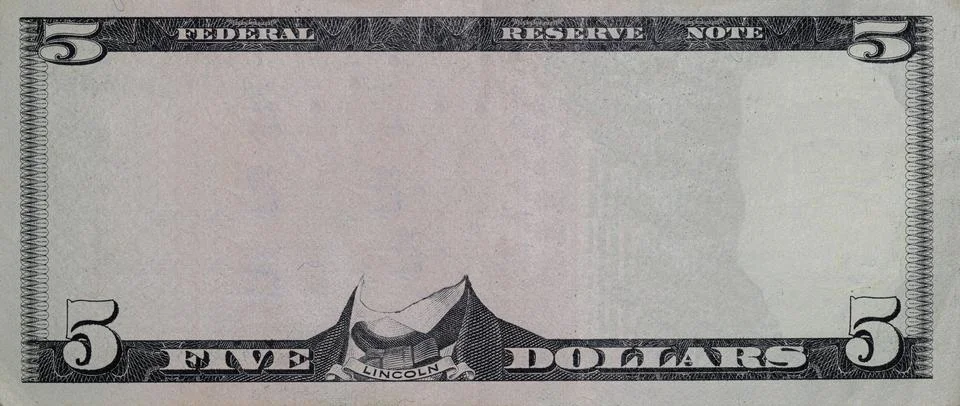 U.S. 5 dollar border with empty middle area Stock Photos