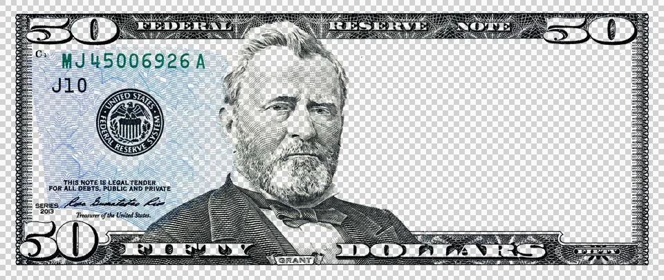 U.S. 50 dollar with empty transparent middle area イラスト素材