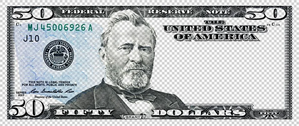 U.S. 50 dollar with empty transparent middle area イラスト素材