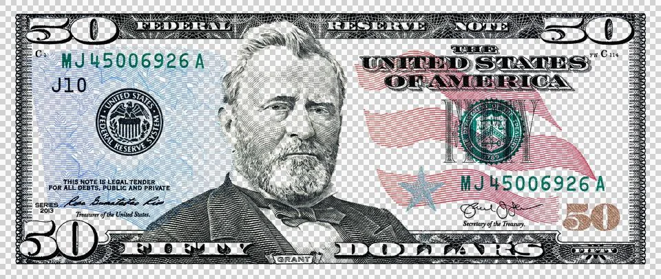 U.S. 50 dollar with empty transparent middle area Illustrazione stock