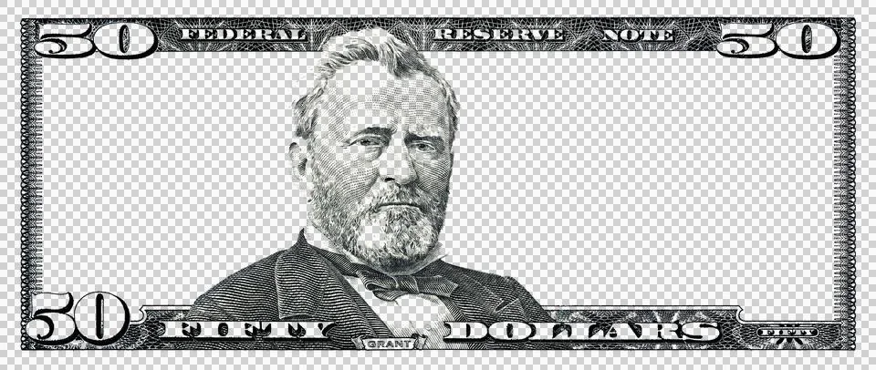 U.S. 50 dollar with empty transparent middle area イラスト素材
