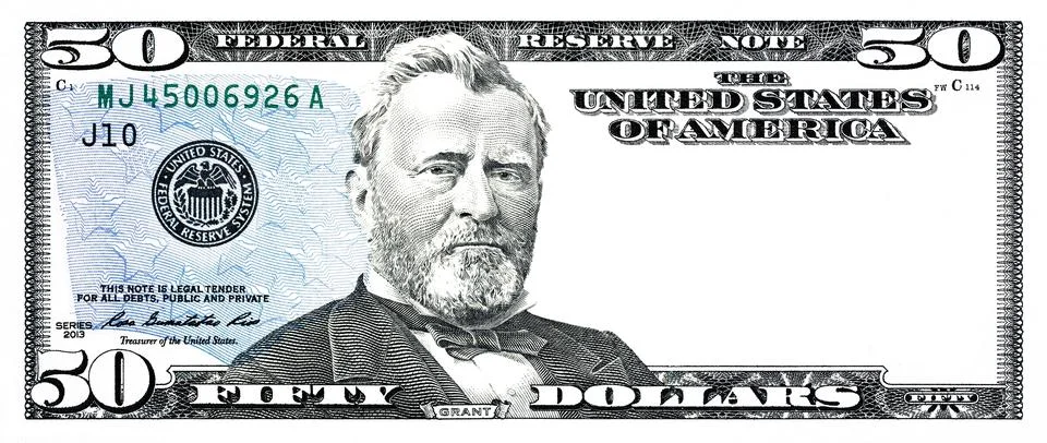 U.S. 50 dollar with empty transparent middle area Illustrazione stock